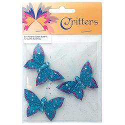 5cm Feather Glitter Butterfly (available in 6 colours)